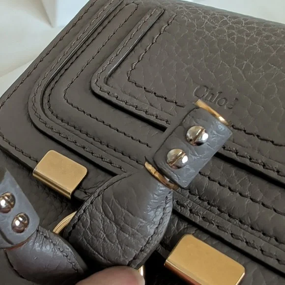 Chloé Grained Calfskin Gray Marcie Leather Wallet - Picture 8 of 12